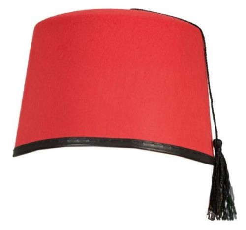 Red fez hat black tassel - black,